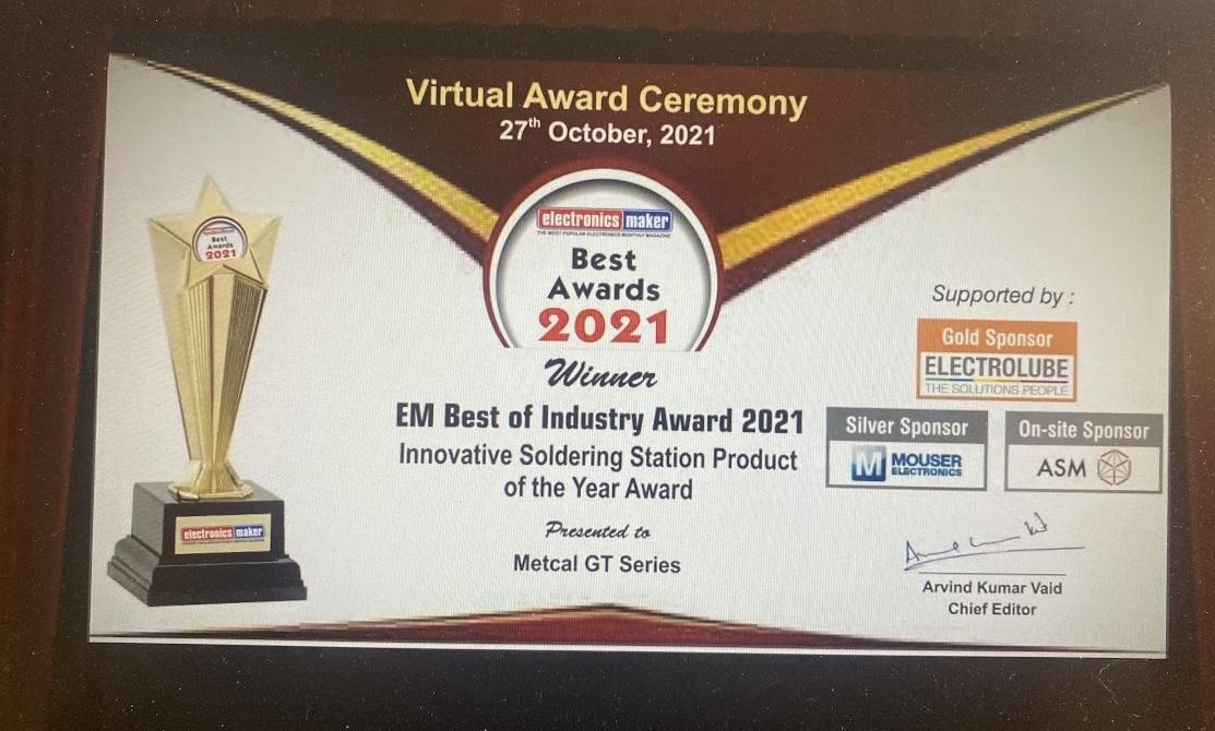 Dòng Metcal GT giành được giải thưởng Sản phẩm trạm hàn sáng tạo của năm