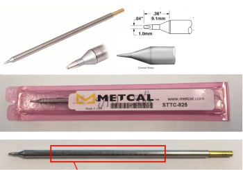 Metcal mũi hàn STTC-825 (2.5 mm x 9.1 mm, 800 Series)